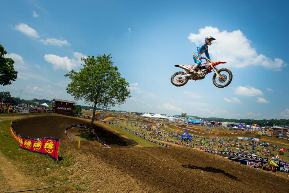 Dungey relied on 1-2 moto scores to earn his second straight 450 Class win and extend his points lead.Photo: Simon Cudby