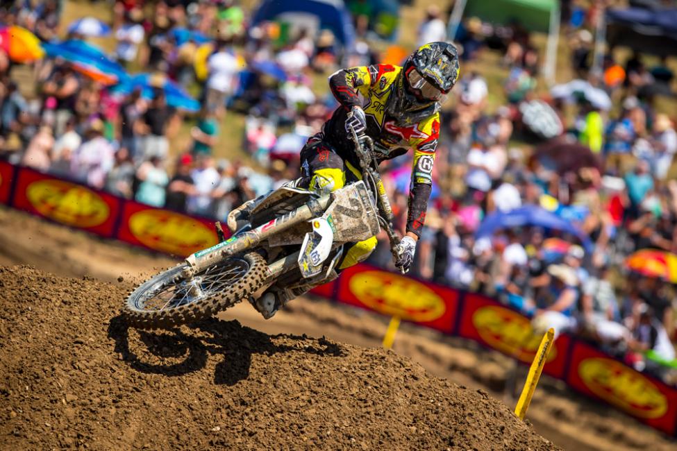 Newly crowned supercross champ Jason Anderson led in each moto and settled for fourth overall.