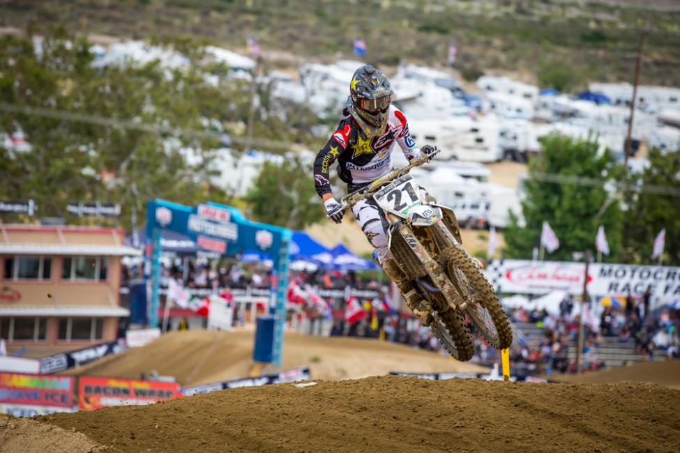 Jason Anderson led most of Moto 2 and earned his first overall podium of the season.
