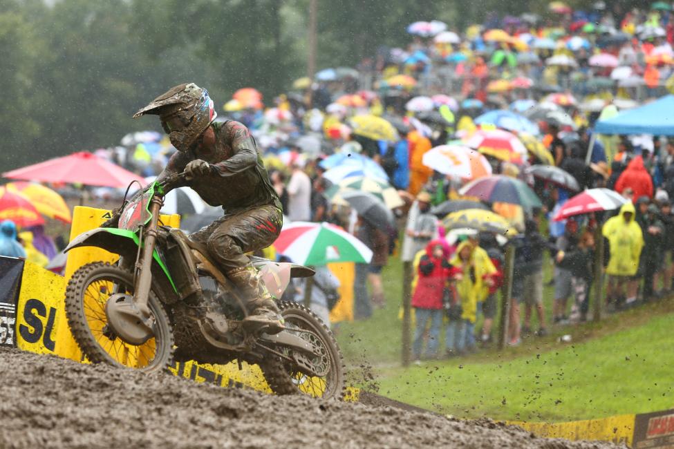 Eli Tomac did damage control in the muddy conditions and tied Musquin on points to finish second overall (1-2).